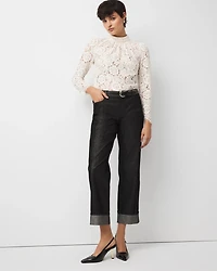 Lurex Mid Rise Straight Ankle Jean
