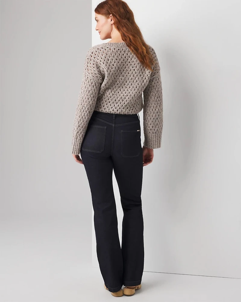 High-Rise Patch Pocket Bootcut Jeans
