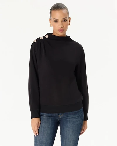 Button Shoulder Pullover Sweater