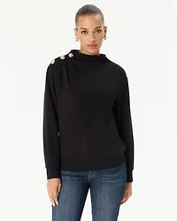 Button Shoulder Pullover Sweater