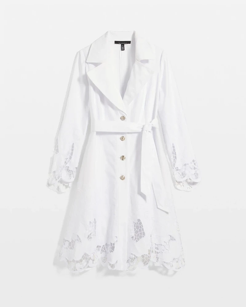 Embroidered Cutwork Trench Coat