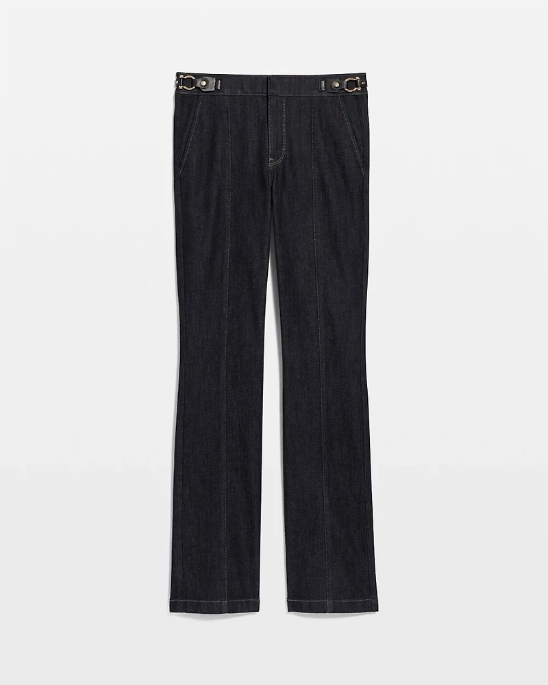 Petite Faux Leather Detail Bootcut Jean