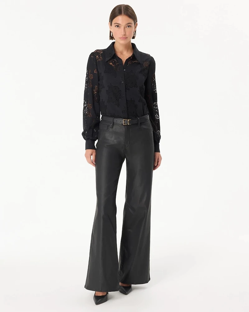 Lace Shirt with Scalloped Hem