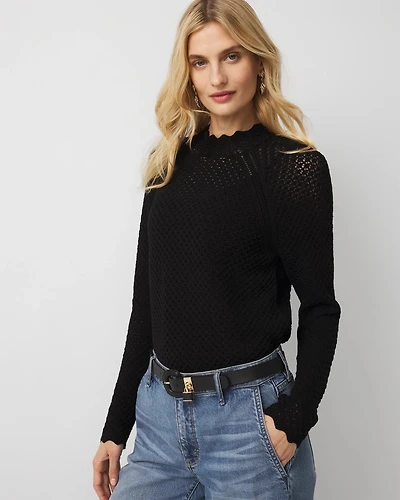 Pointelle Pullover Sweater