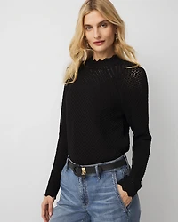 Pointelle Pullover Sweater