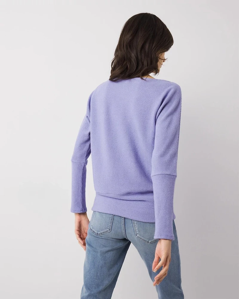 Off-The-Shoulder Ribbed Knit Pullover