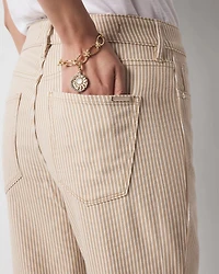 Petite High-Rise Striped Straight Jean