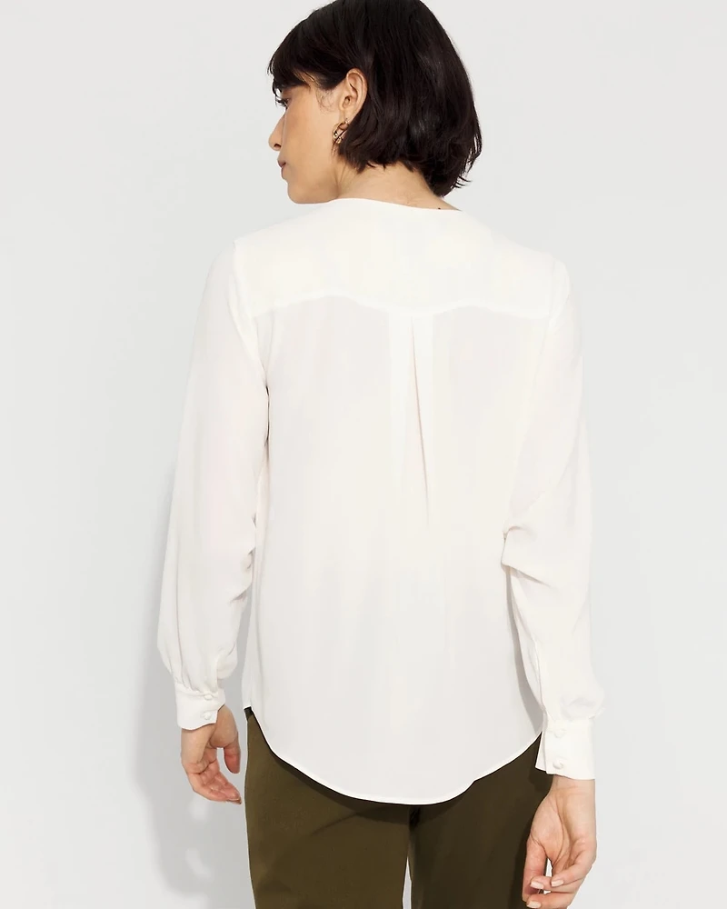 Long-Sleeve Button-Up Blouse