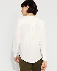 Long-Sleeve Button-Up Blouse
