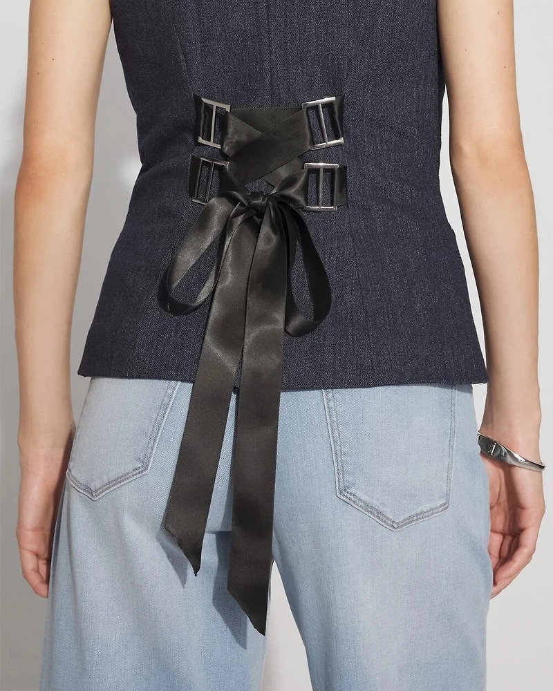 Longline Halter Vest with Lace-Up Back
