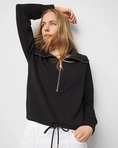 Petite Mock Neck Half-Zip Pullover