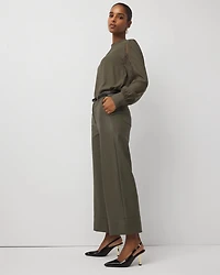 Petite Faux Leather Wide Leg Crop