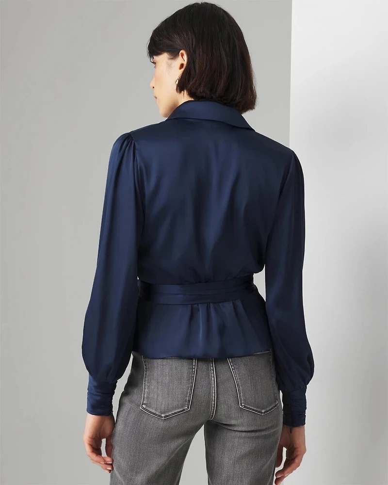 Satin Wrap Blouse