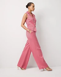 Petite Satin Twill High Rise Wide Leg Pant