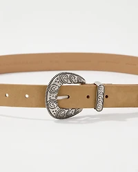 Faux Suede Denim Belt