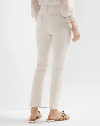 High-Rise Grommet Slim Crop Jeans