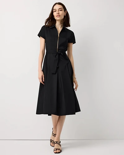 Petite Half-Zip Poplin Shirt Dress