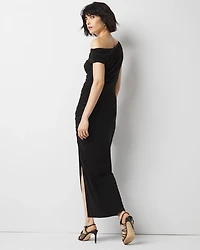 Petite One-Shoulder Ruched Maxi Dress