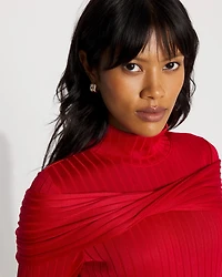 Petite Convertible Mockneck Rib Knit Top