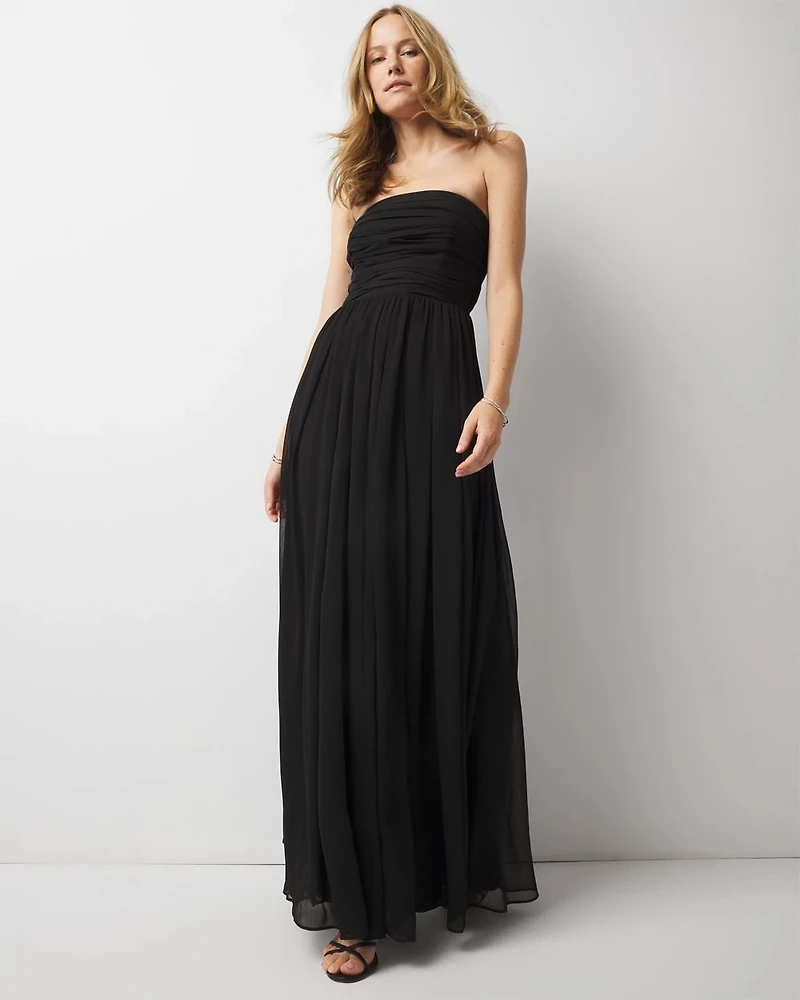 Strapless Chiffon Maxi Dress