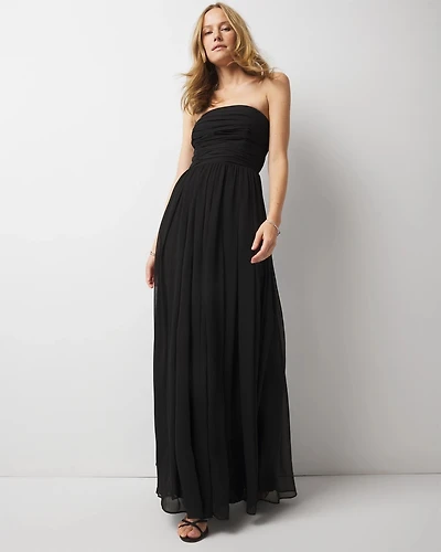 Strapless Chiffon Maxi Dress
