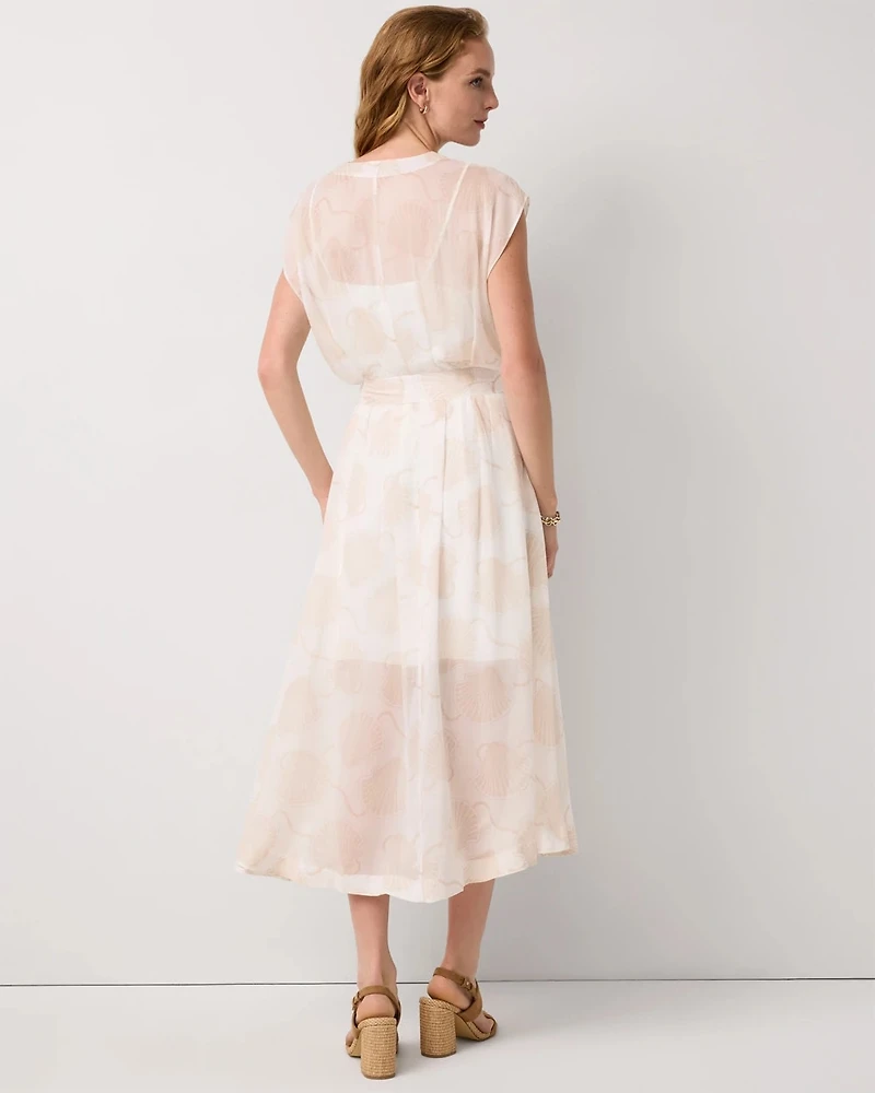 V-neck Tie-Waist Midi Dress