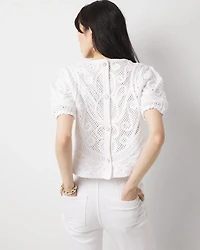 Puff Sleeve Crochet Sweater