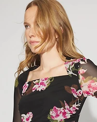 Bolero Sleeve Floral Mesh Midi Dress