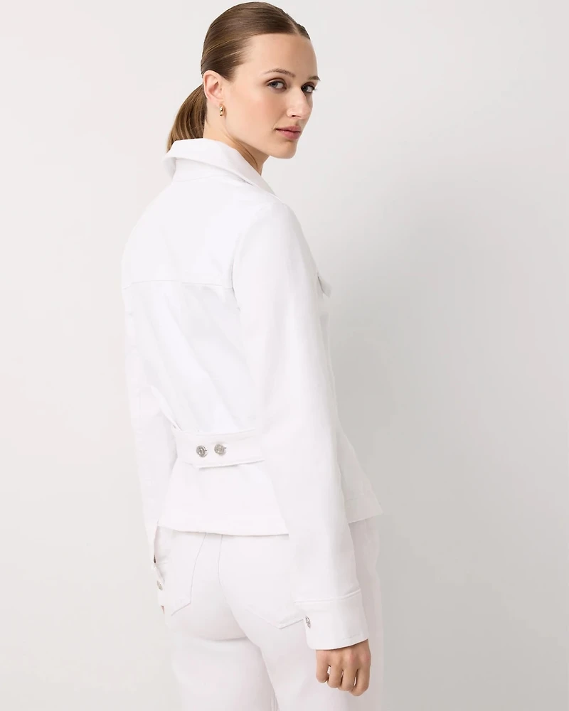 Pleated Denim Trucker Jacket