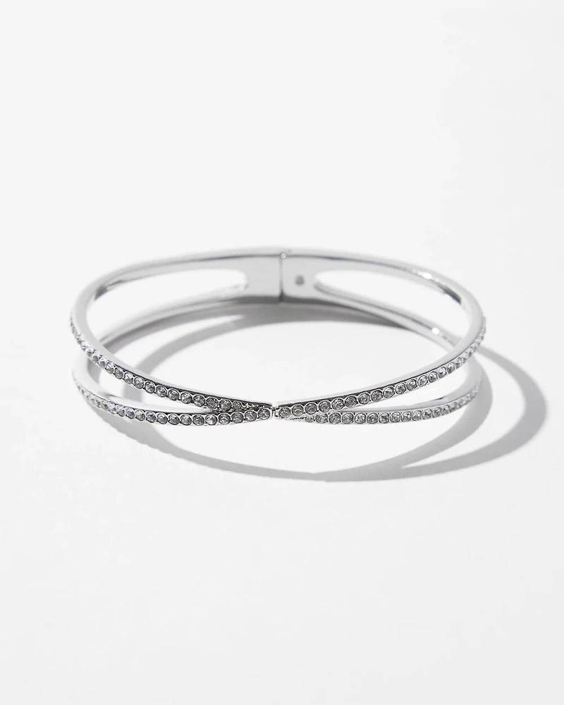 Silver Criss-Cross Hinge Bracelet