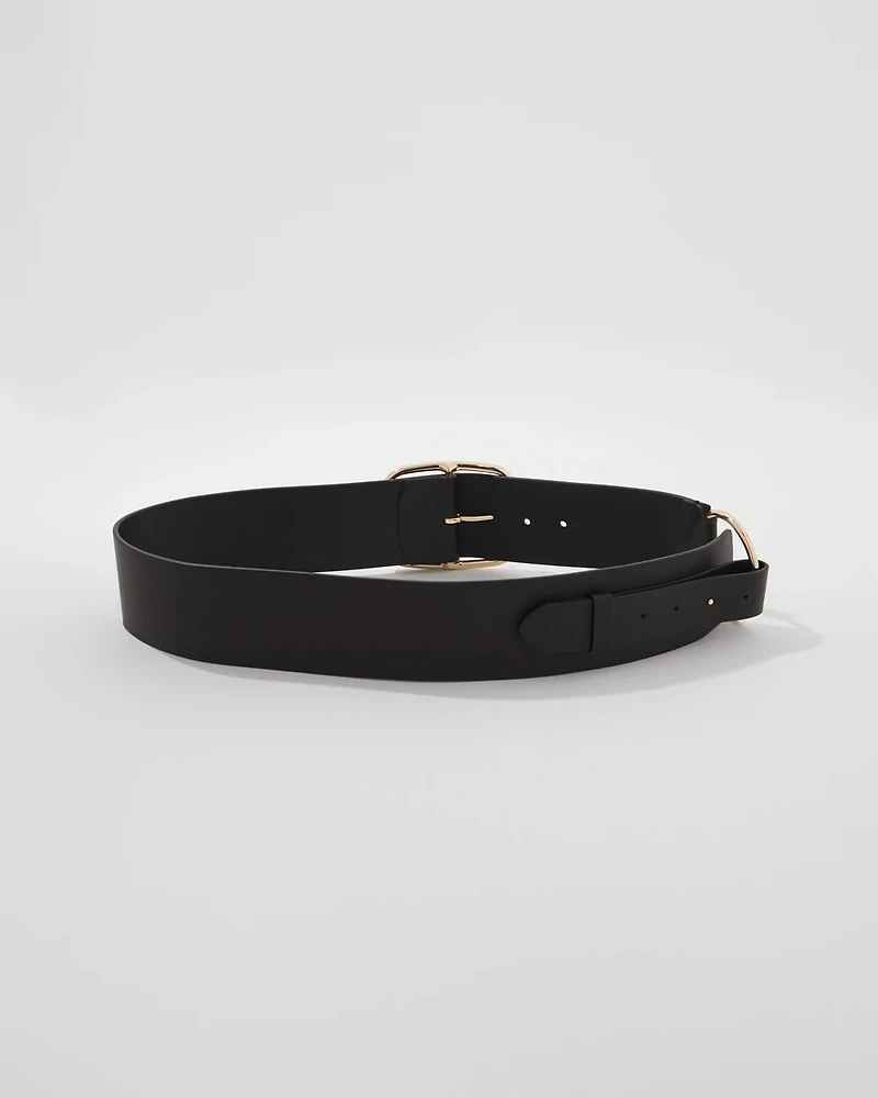 Faux Leather Low-Waist Wide Belt