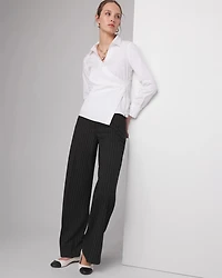 Long Sleeve Surplice Poplin Shirt
