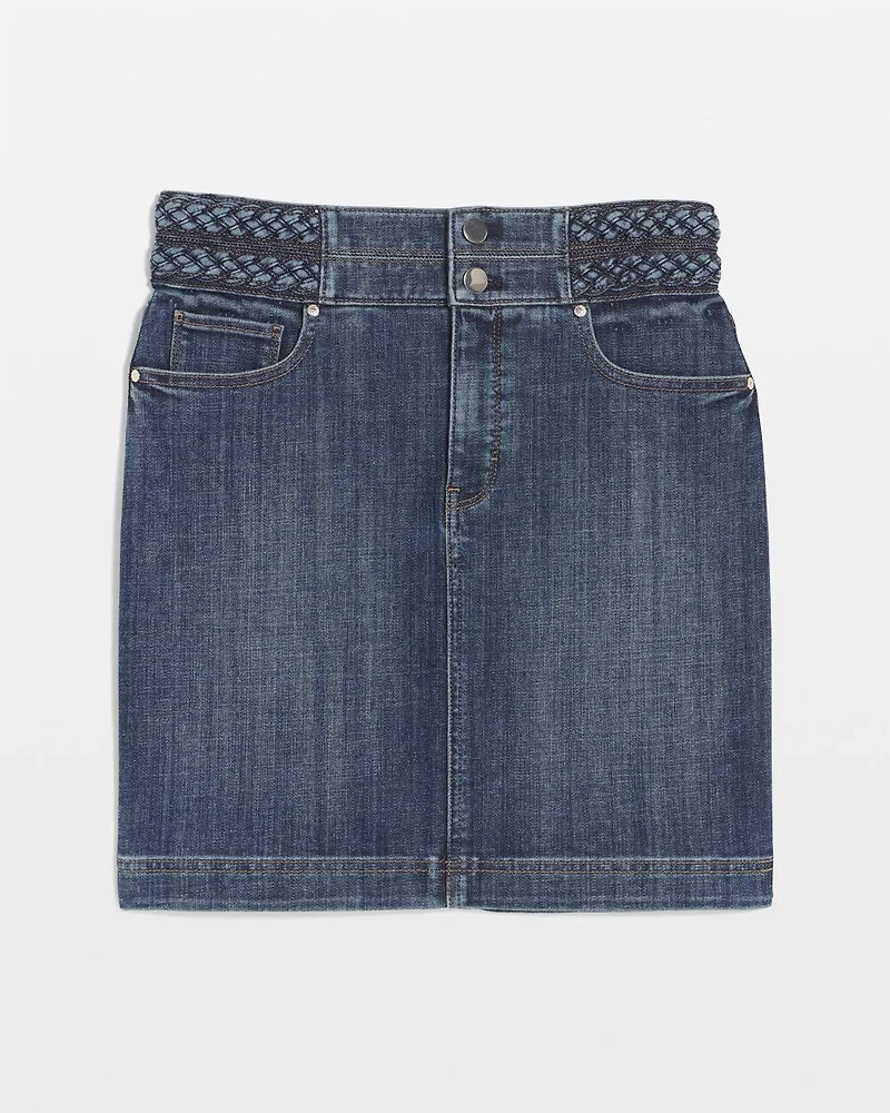 Braided Denim Mini Skirt