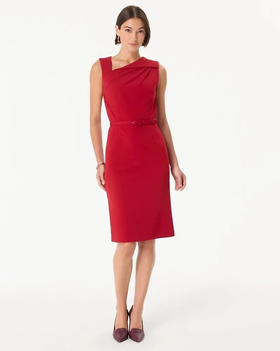 Knit Crepe Belted Sheath Dress