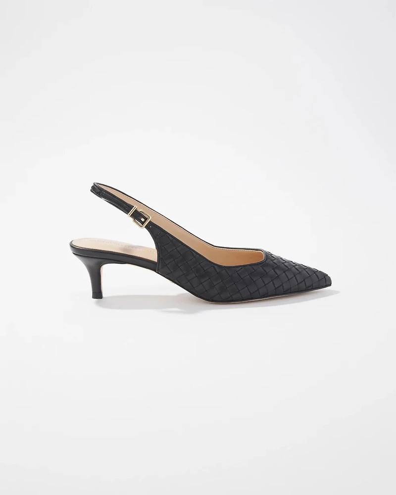 Woven Black Slingback Heels