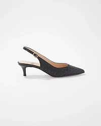 Woven Black Slingback Heels