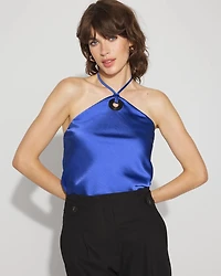 O-Ring Satin Halter Top