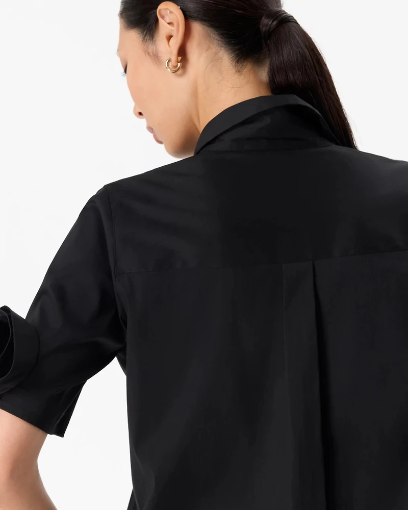 Rosette Sleeve Poplin Shirt