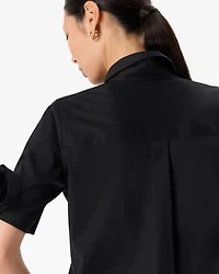 Rosette Sleeve Poplin Shirt