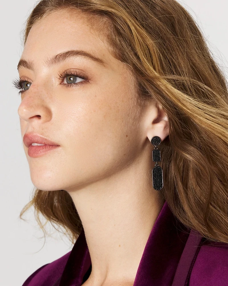 Hematite + Pavé Earrings