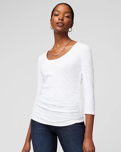 Shirred Scoop Neck Tee