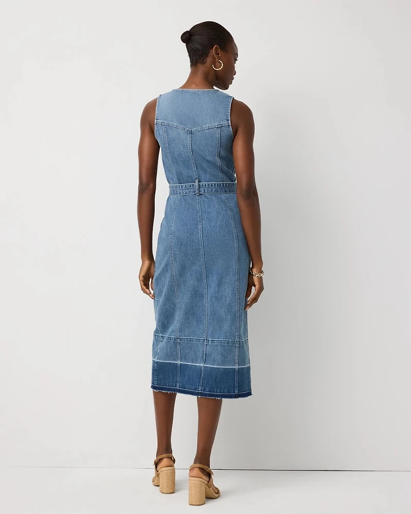 Belted Denim Midi Dress