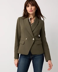 Petite Luxe Stretch Cropped Double-Button Blazer