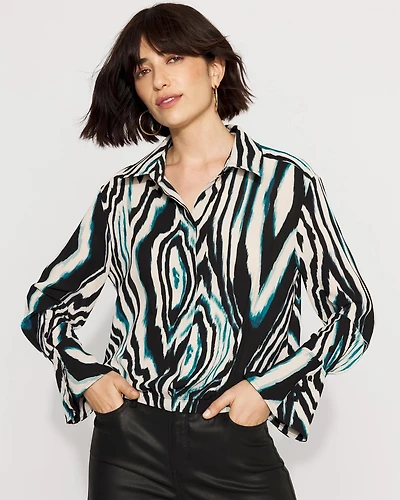 Long-Sleeve Flare Cuff Shirt
