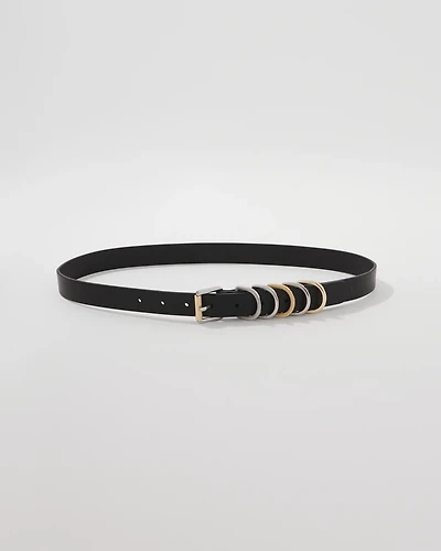 Textured Mixed Metal Skinny Belt