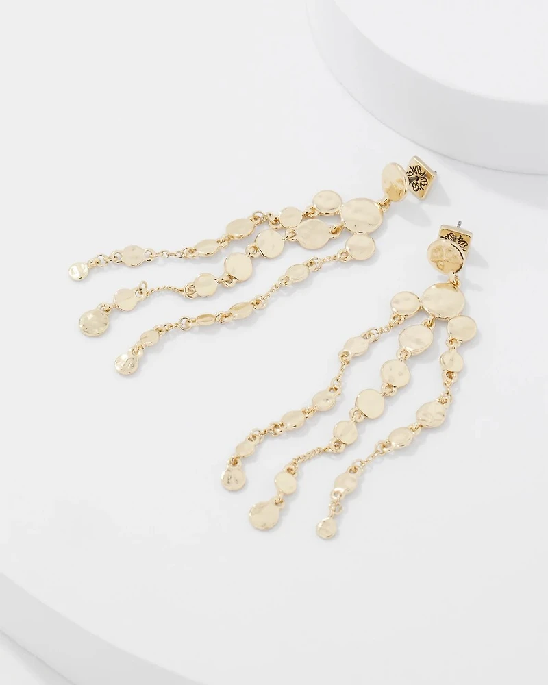 Gold Hammered Disc Chandelier Earrings