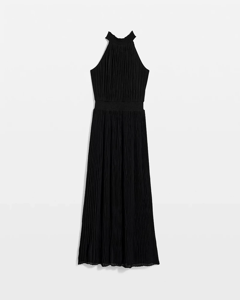 Pleated Halter Maxi Dress