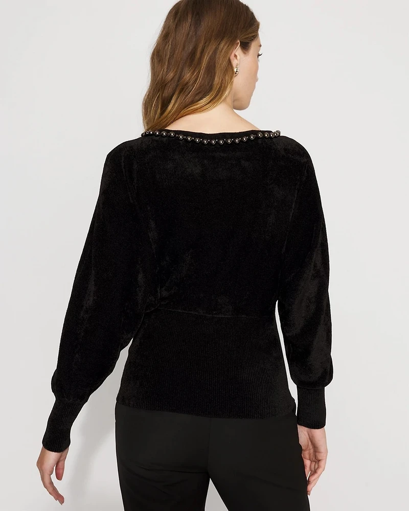 Embellished Dolman Chenille Sweater