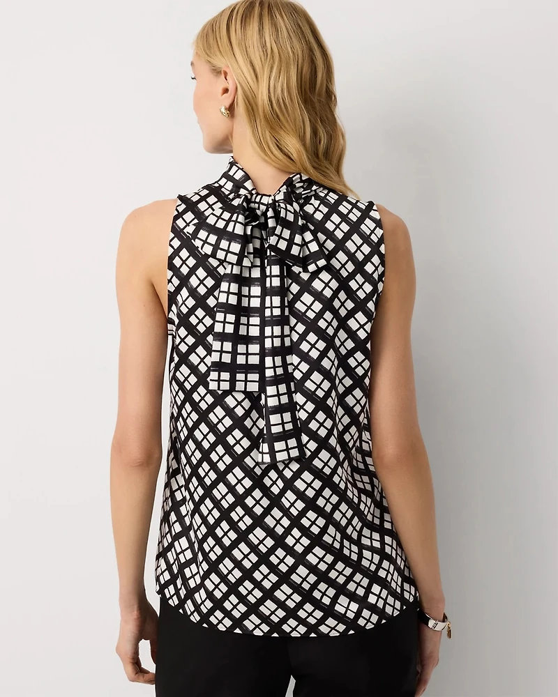 Bow Back Satin Halter Blouse