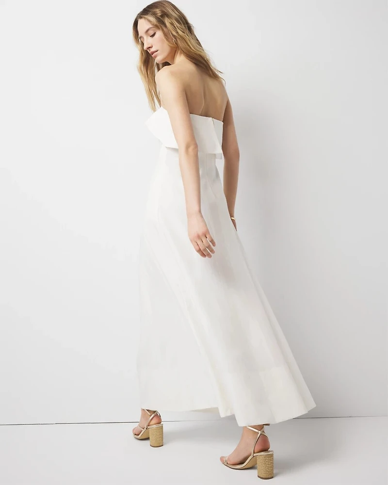 Linen-Blend Strapless Maxi Dress